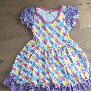 Colorful Bunny Print Kids Dress
